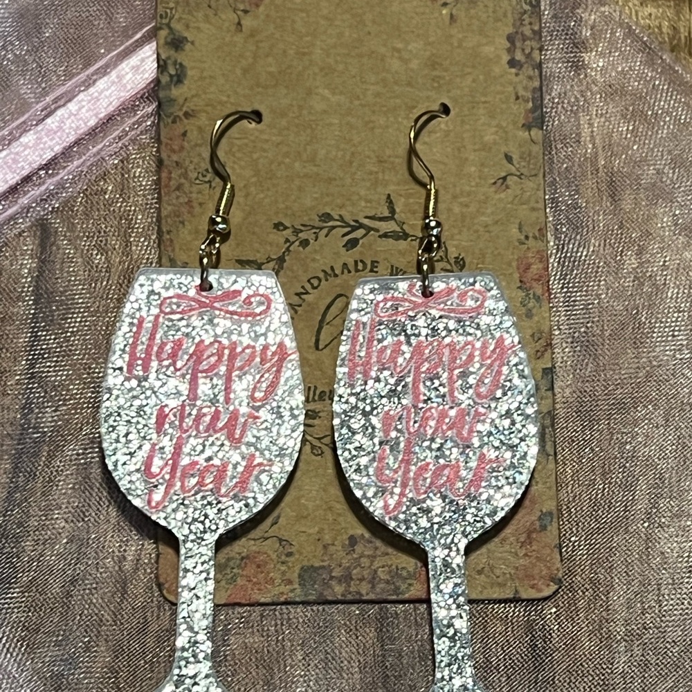 Glitter Wine Glass Earrings